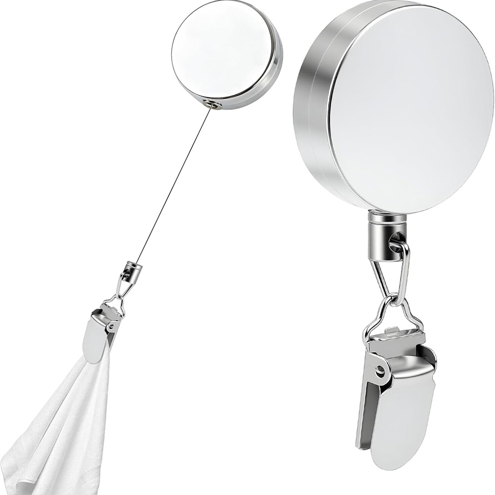 Kitchen Gadgets Storage - Retractable Towel Clip Holder Drill-Free Self