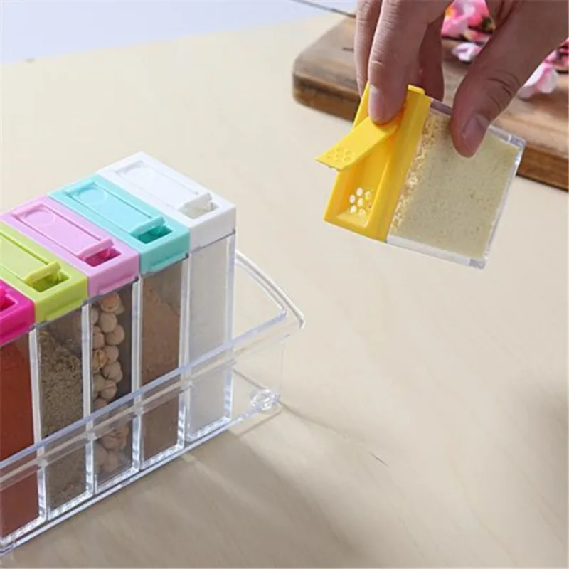 Transparent Seasoning Six Grid - đánh giá và giá Kitchen Gadgets Storage